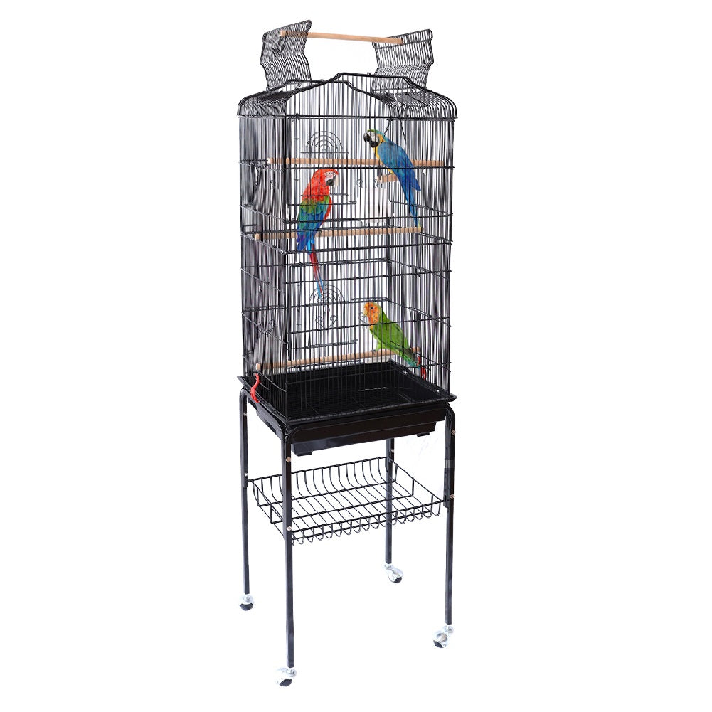 Gabbia Per Uccelli Con Supporto - 46x35.5x158.5 Cm, Tetto Apribile, Per Pappagalli, Canarini, Inseparabili - Foto 3