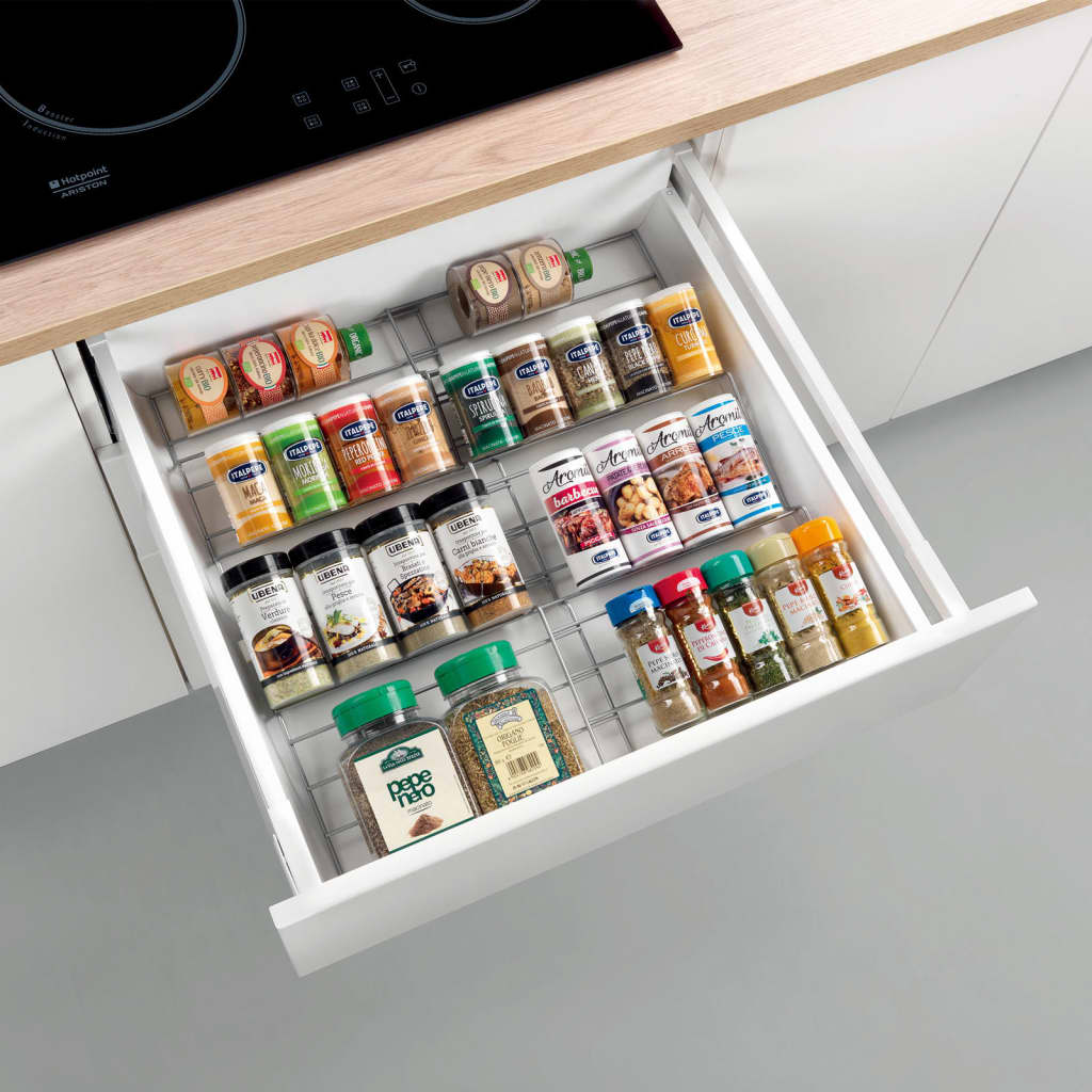 Metaltex Portaspezie Estraibile Argentato - 28x22x6cm, Sistema EasyFix Senza Fori - Foto 8