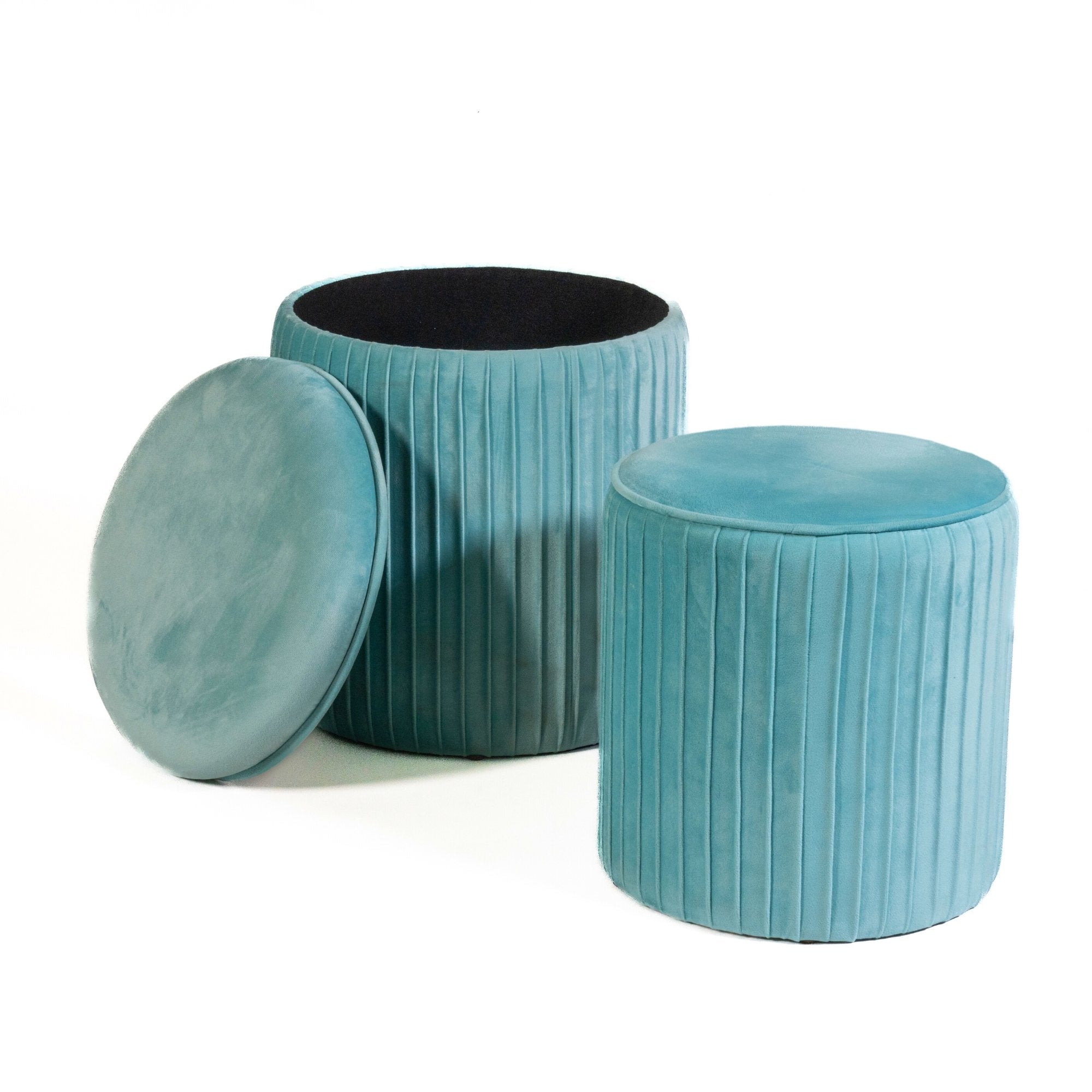 Klihome Set 2 Pouf Contenitore Pieghevoli 38x38 Cm - Sgabello Poggiapiedi In Lino Crema Con Seduta Imbottita - 4