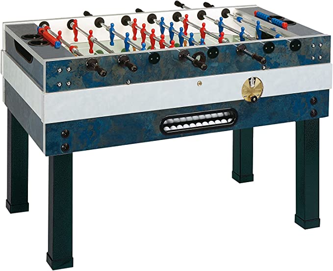 Biliardino Da Tavolo Relaxdays Con Luci LED - Mini Calcio Balilla Per Bambini E Adulti, Blu - Foto 2