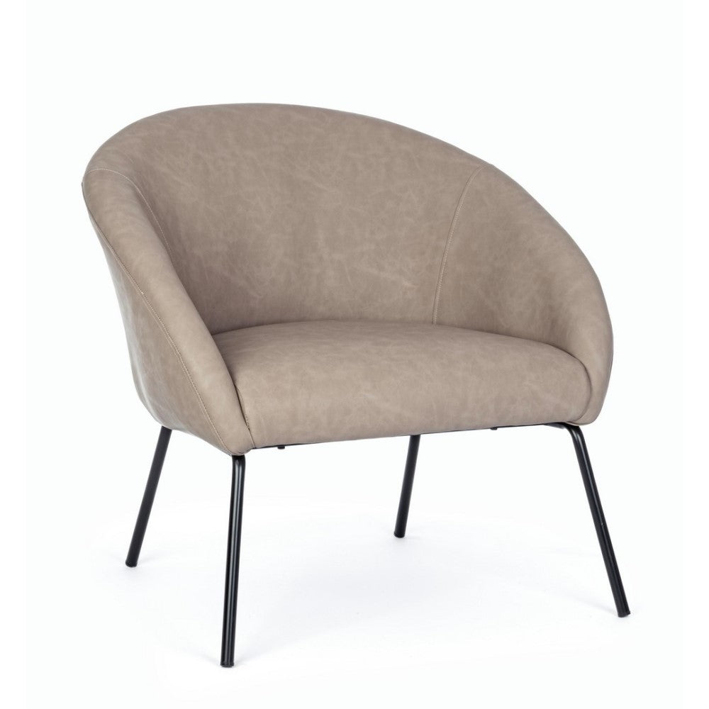 Poltrona design tessuto effetto velluto grigio scuro e metallo nero MAXINE