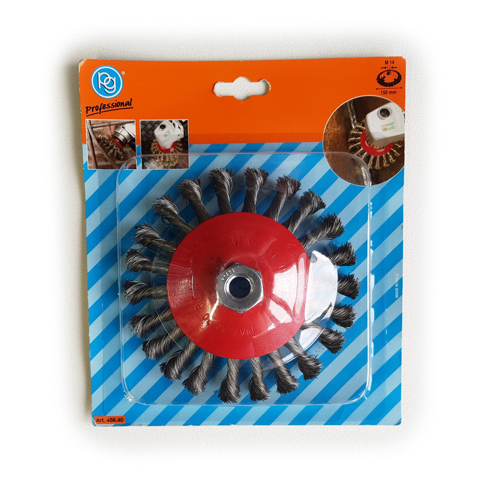 4 Spazzole Coniche A 100 Mm Per Smerigliatrice - Filo D'Acciaio Intrecciato, Filettatura M14