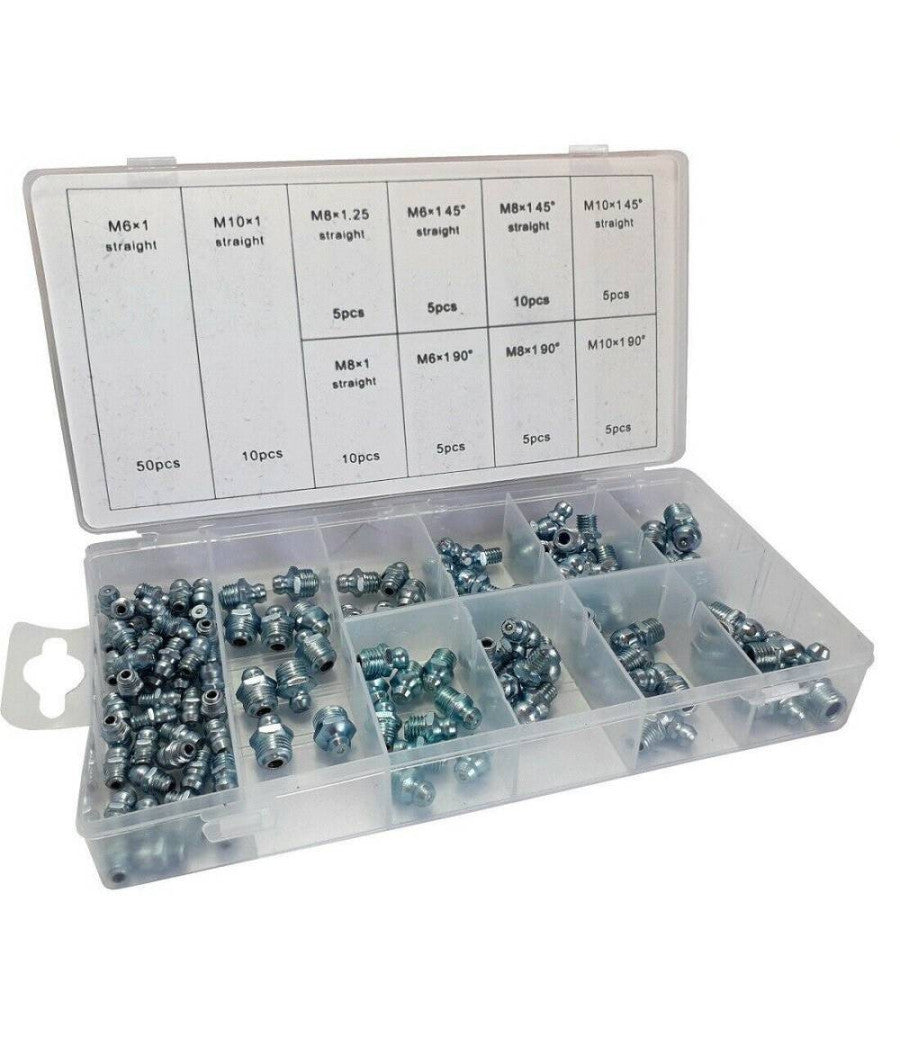 Set Ingrassatori 51 Pezzi M10 - Testine Per Pistola Grasso Con Raccordi 45° 90° 180° E 30 Cappucci Protettivi - Foto 12