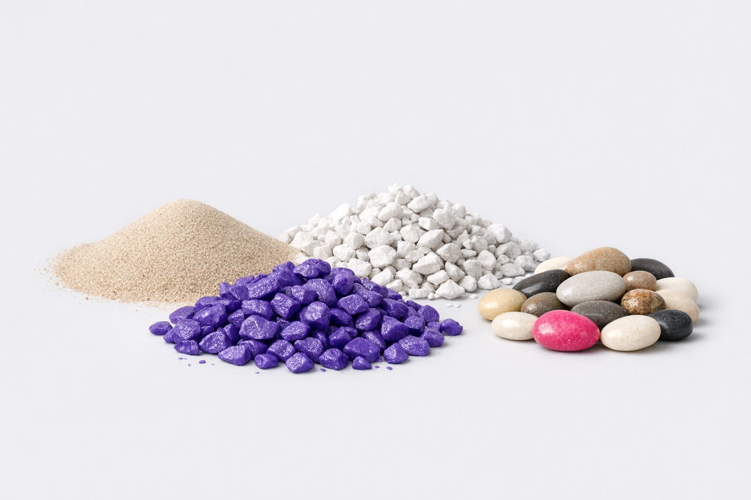 Sabbia, ghiaia e ciottoli decorativi