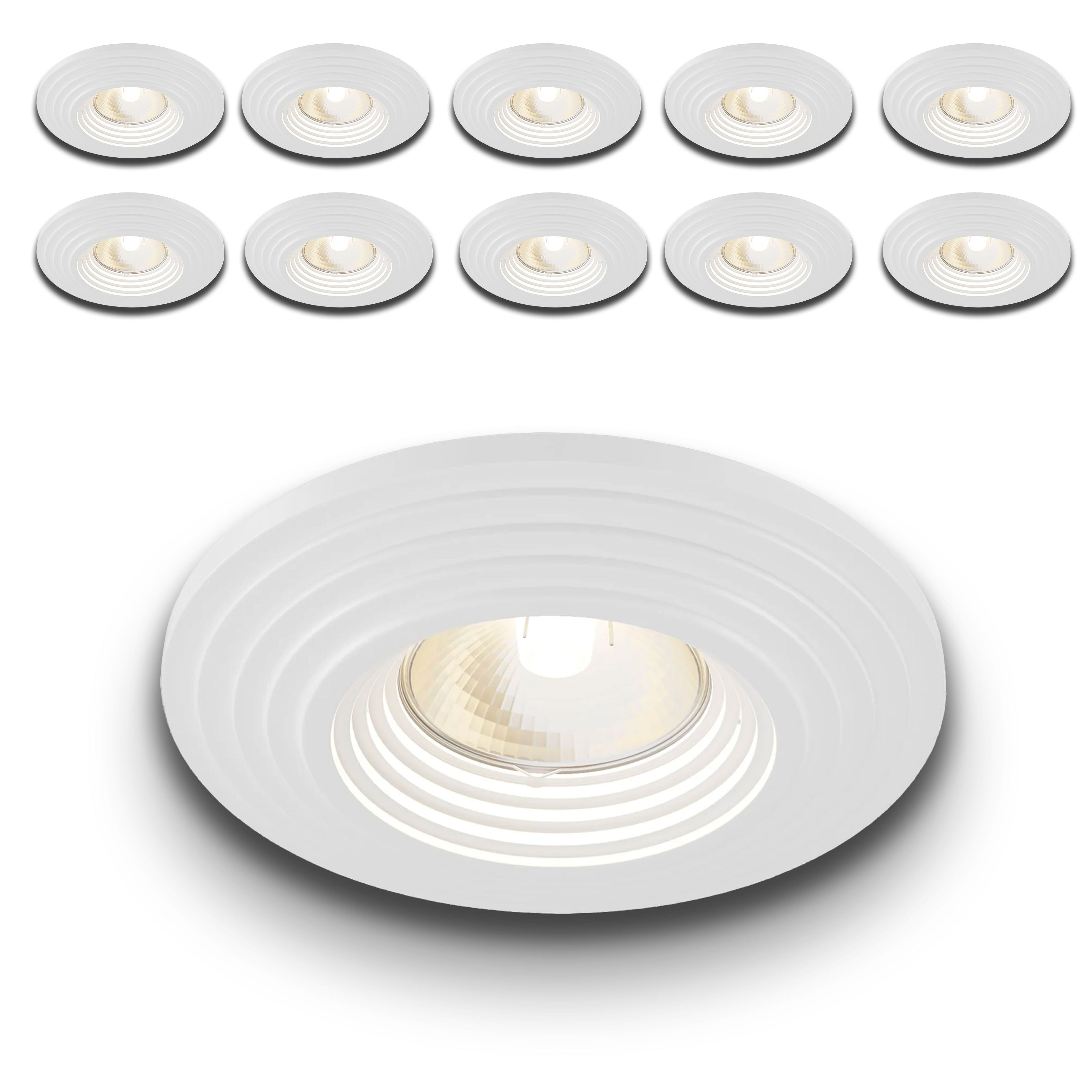 *STOCK* n.10 Portafaretti In Gesso Ceramico spirale ad incasso Diametro 120  35W GU10 IP20