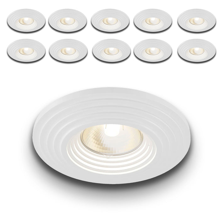 *STOCK* n.10 Portafaretti In Gesso Ceramico spirale ad incasso Diametro 120  35W GU10 IP20