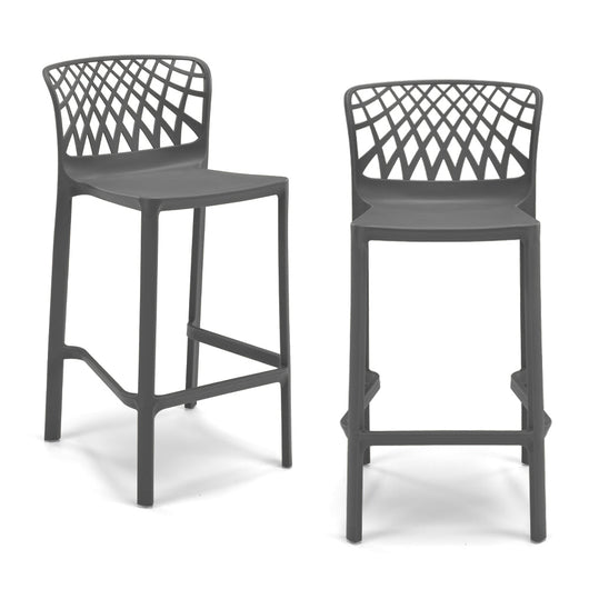 Set 2 Sgabelli Grigio Metal in polipropilene ARKO con poggiapiedi H65, MADE IN ITALY, resistente ai raggi UV, design moderno, ideale per sala da pranzo, cucina, bar, ristoranti o giardino