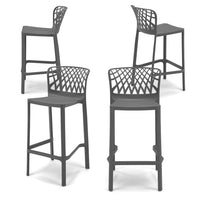 Set 4 Sgabelli Grigio Metal in polipropilene ARKO con poggiapiedi H65, MADE IN ITALY, resistente ai raggi UV, design moderno, ideale per sala da pranzo, cucina, bar, ristoranti o giardino