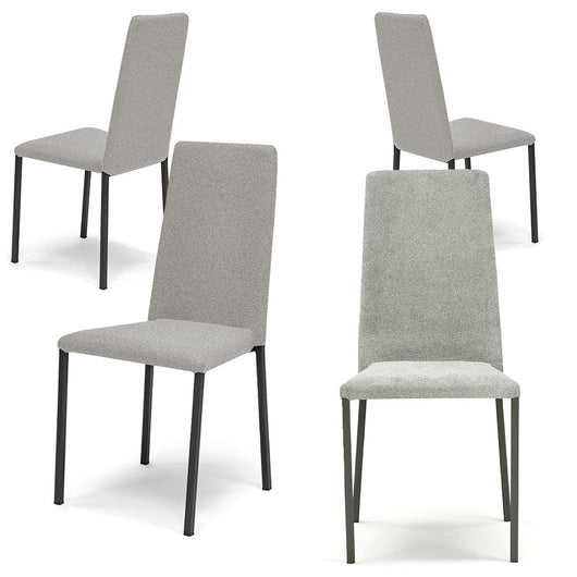 Set 4 sedie imbottite 100% MADE IN ITALY BETTY NEW per sala da pranzo, cucina, soggiorno, design moderno, gambe robuste in metallo, rivestimento in tessuto antistrappo morbido al tatto colore Argento