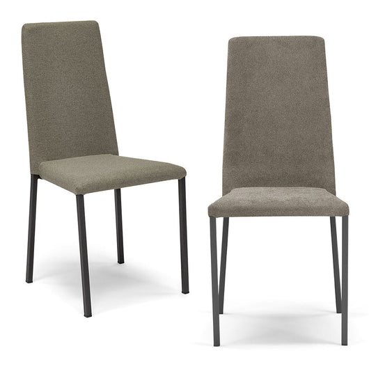 Set 2 sedie imbottite 100% MADE IN ITALY BETTY NEW per sala da pranzo, cucina, soggiorno, design moderno, gambe robuste in metallo, rivestimento in tessuto antistrappo morbido al tatto colore Fango
