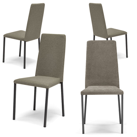 Set 4 sedie imbottite 100% MADE IN ITALY BETTY NEW per sala da pranzo, cucina, soggiorno, design moderno, gambe robuste in metallo, rivestimento in tessuto antistrappo morbido al tatto colore Fango