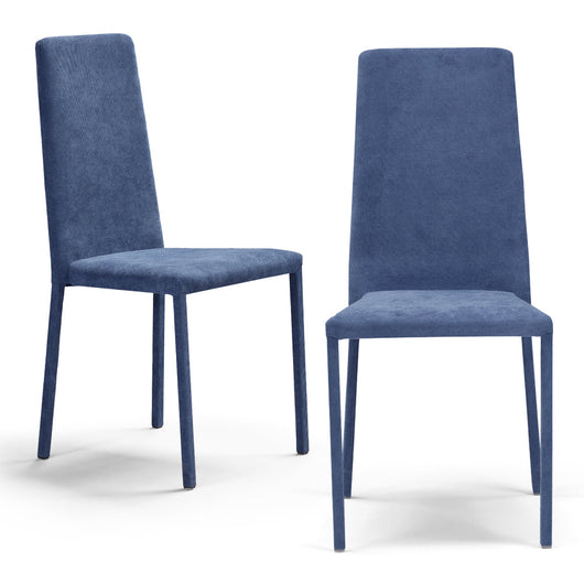 Set 2 sedie imbottite 100% MADE IN ITALY BETTY PLUS per sala da pranzo, cucina, soggiorno, design moderno, struttura robusta in metallo rivestita, schienale e seduta rivestiti in velluto colore Avio