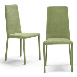 Set 2 sedie imbottite 100% MADE IN ITALY BETTY PLUS per sala da pranzo, cucina, soggiorno, design moderno, struttura robusta in metallo rivestita, schienale e seduta rivestiti in velluto colore Verde Lime