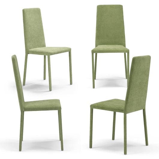 Set 4 sedie imbottite 100% MADE IN ITALY BETTY PLUS per sala da pranzo, cucina, soggiorno, design moderno, struttura robusta in metallo rivestita, schienale e seduta rivestiti in velluto colore Verde Lime