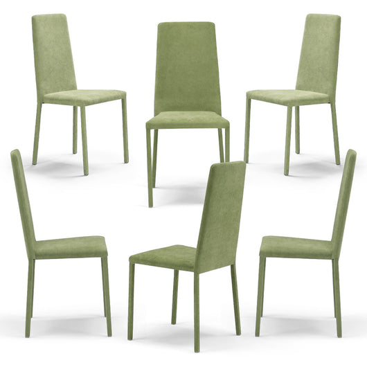 Set 6 sedie imbottite 100% MADE IN ITALY BETTY PLUS per sala da pranzo, cucina, soggiorno, design moderno, struttura robusta in metallo rivestita, schienale e seduta rivestiti in velluto colore Verde Lime