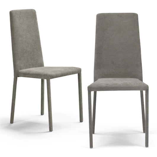 Set 2 sedie imbottite 100% MADE IN ITALY BETTY PLUS per sala da pranzo, cucina, soggiorno, design moderno, struttura robusta in metallo rivestita, schienale e seduta rivestiti in velluto colore Tortora