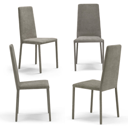 Set 4 sedie imbottite 100% MADE IN ITALY BETTY PLUS per sala da pranzo, cucina, soggiorno, design moderno, struttura robusta in metallo rivestita, schienale e seduta rivestiti in velluto colore Tortora