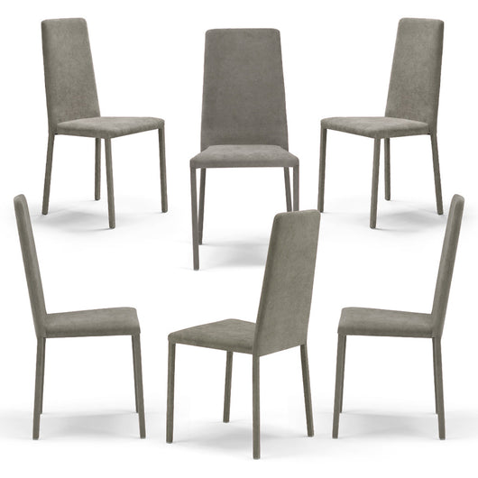 Set 6 sedie imbottite 100% MADE IN ITALY BETTY PLUS per sala da pranzo, cucina, soggiorno, design moderno, struttura robusta in metallo rivestita, schienale e seduta rivestiti in velluto colore Tortora