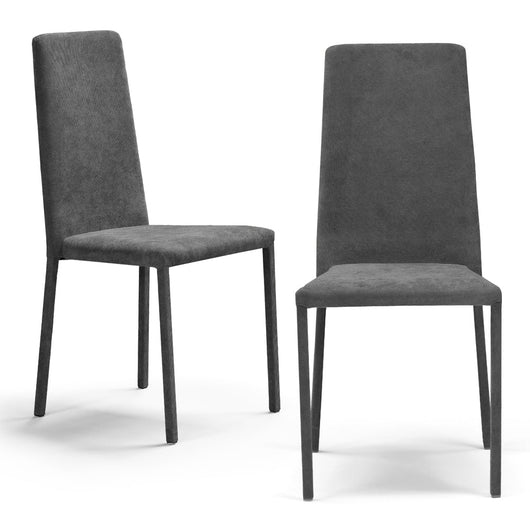Set 2 sedie imbottite 100% MADE IN ITALY BETTY PLUS per sala da pranzo, cucina, soggiorno, design moderno, struttura robusta in metallo rivestita, schienale e seduta rivestiti in velluto colore Grafite