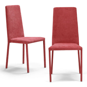 Set 2 sedie imbottite 100% MADE IN ITALY BETTY PLUS per sala da pranzo, cucina, soggiorno, design moderno, struttura robusta in metallo rivestita, schienale e seduta rivestiti in velluto colore Rosso