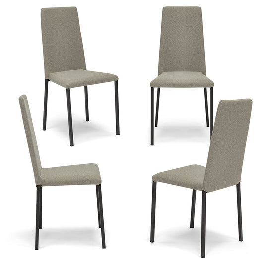 Set 4 sedie imbottita modello BETTY STYLE per interni, design moderno, gambe quadre in metallo, schienale e seduta rivestiti con tessuto morbido al tatto Terra