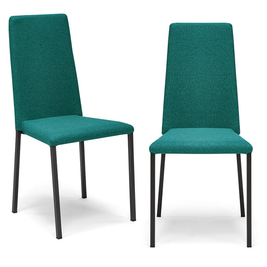 Set 2 sedie imbottita modello BETTY STYLE per interni, design moderno, gambe quadre in metallo, schienale e seduta rivestiti con tessuto morbido al tatto Petrolio