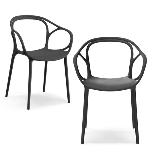 Set 2 sedie in polipropilene CHIARA, impilabile, design moderno, ideale per sala da pranzo, soggiorno, cucina, sala d’attesa, bar, ristoranti, colore Antracite