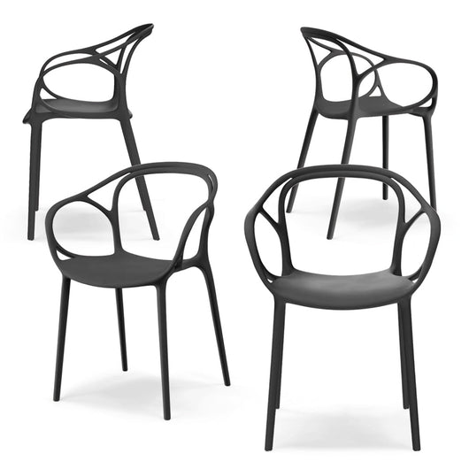 Set 4 sedie in polipropilene CHIARA, impilabile, design moderno, ideale per sala da pranzo, soggiorno, cucina, sala d’attesa, bar, ristoranti, colore Antracite
