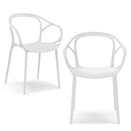 Set 2 sedie in polipropilene CHIARA, impilabile, design moderno, ideale per sala da pranzo, soggiorno, cucina, sala d’attesa, bar, ristoranti, colore Bianco