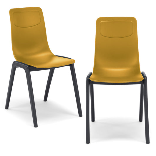 Set 2 sedie in tecnopolimero Dalia L colore Senape, 100% MADE IN ITALY, gambe Antracite, impilabile, design moderno ideale per sala da pranzo, cucina, soggiorno, ufficio, camera per bambini