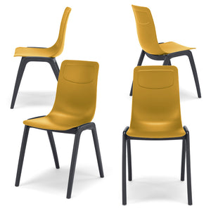 Set 4 sedie in tecnopolimero Dalia L colore Senape, 100% MADE IN ITALY, gambe Antracite, impilabile, design moderno ideale per sala da pranzo, cucina, soggiorno, ufficio, camera per bambini