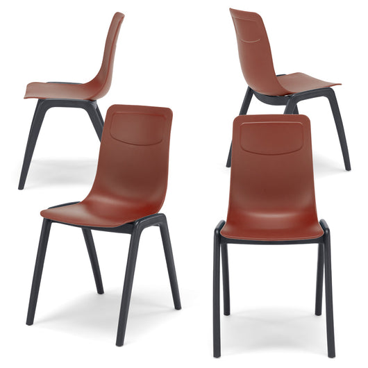 Set 4 sedie in tecnopolimero Dalia L colore Mattone, 100% MADE IN ITALY, gambe Antracite, impilabile, design moderno ideale per sala da pranzo, cucina, soggiorno, ufficio, camera per bambini