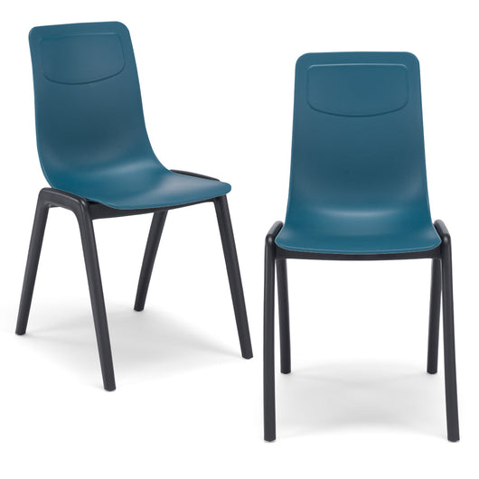 Set 2 sedie in tecnopolimero Dalia L colore Petrolio, 100% MADE IN ITALY, gambe Antracite, impilabile, design moderno ideale per sala da pranzo, cucina, soggiorno, ufficio, camera per bambini