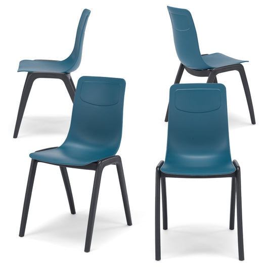 Set 4 sedie in tecnopolimero Dalia L colore Petrolio, 100% MADE IN ITALY, gambe Antracite, impilabile, design moderno ideale per sala da pranzo, cucina, soggiorno, ufficio, camera per bambini