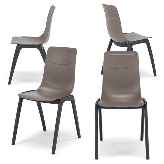 Set 4 sedie in tecnopolimero Dalia L colore Tortora, 100% MADE IN ITALY, gambe Antracite, impilabile, design moderno ideale per sala da pranzo, cucina, soggiorno, ufficio, camera per bambini