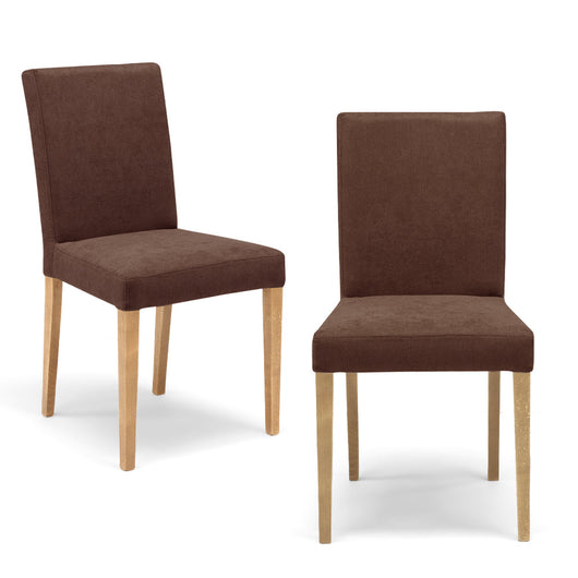 Set 2 sedie imbottite per sala da pranzo DERBY, MADE IN ITALY, design moderno, rivestimento in tessuto morbido idrorepellente colore Fango, gambe in legno naturale Rovere