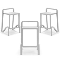 Set 3 sgabelli in polipropilene EOLO altezza seduta 65cm, impilabile, idrorepellente, resistente ai raggi UV, design moderno e innovativo, ideale per la cucina, la veranda o giardino colore Bianco