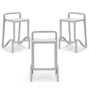 Set 3 sgabelli in polipropilene EOLO altezza seduta 65cm, impilabile, idrorepellente, resistente ai raggi UV, design moderno e innovativo, ideale per la cucina, la veranda o giardino colore Bianco