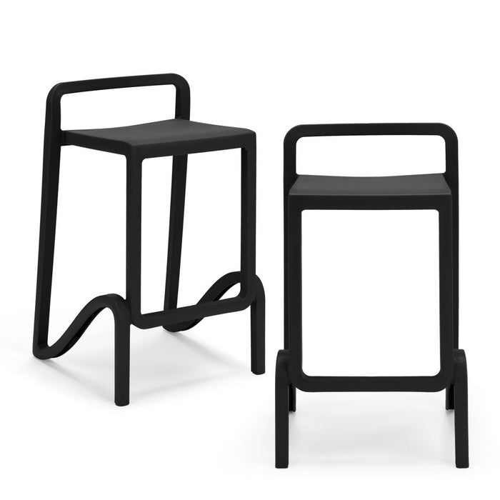 Set 2 sgabelli in polipropilene EOLO altezza seduta 75cm, impilabile, idrorepellente, resistente ai raggi UV, design moderno e innovativo, ideale per la cucina, la veranda o giardino colore Ghisa