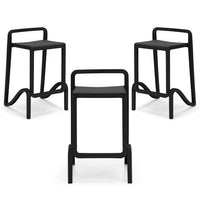 Set 3 sgabelli in polipropilene EOLO altezza seduta 75cm, impilabile, idrorepellente, resistente ai raggi UV, design moderno e innovativo, ideale per la cucina, la veranda o giardino colore Ghisa