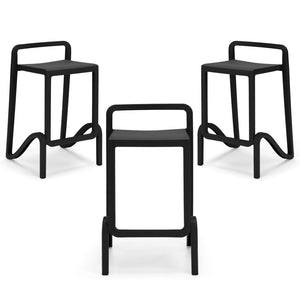 Set 3 sgabelli in polipropilene EOLO altezza seduta 75cm, impilabile, idrorepellente, resistente ai raggi UV, design moderno e innovativo, ideale per la cucina, la veranda o giardino colore Ghisa