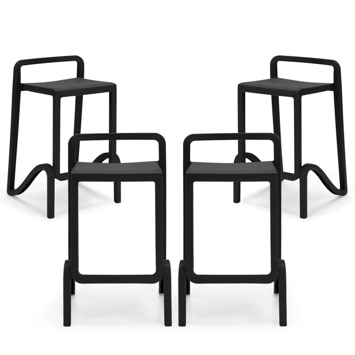 Set 4 sgabelli in polipropilene EOLO altezza seduta 75cm, impilabile, idrorepellente, resistente ai raggi UV, design moderno e innovativo, ideale per la cucina, la veranda o giardino colore Ghisa