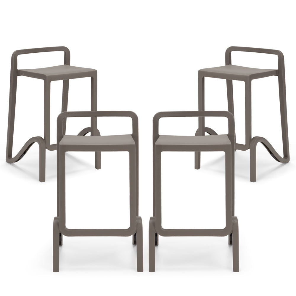 Set 4 sgabelli in polipropilene EOLO altezza seduta 65cm, impilabile, idrorepellente, resistente ai raggi UV, design moderno e innovativo, ideale per la cucina, la veranda o giardino colore Bianco