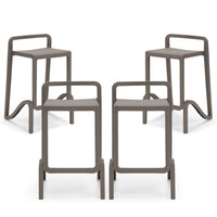 Set 4 sgabelli in polipropilene EOLO altezza seduta 65cm, impilabile, idrorepellente, resistente ai raggi UV, design moderno e innovativo, ideale per la cucina, la veranda o giardino colore Bianco