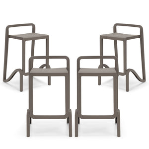 Set 4 sgabelli in polipropilene EOLO altezza seduta 65cm, impilabile, idrorepellente, resistente ai raggi UV, design moderno e innovativo, ideale per la cucina, la veranda o giardino colore Bianco