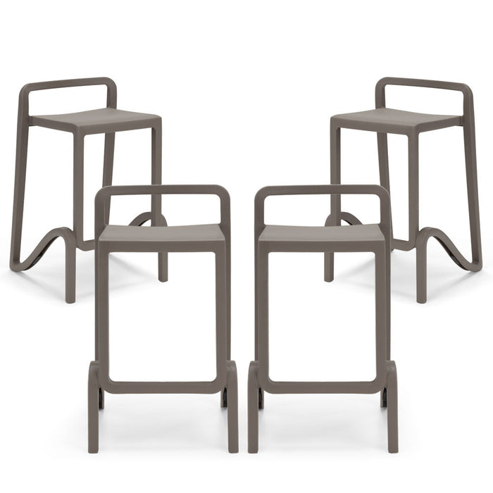 Set 4 sgabelli in polipropilene EOLO altezza seduta 65cm, impilabile, idrorepellente, resistente ai raggi UV, design moderno e innovativo, ideale per la cucina, la veranda o giardino colore Bianco