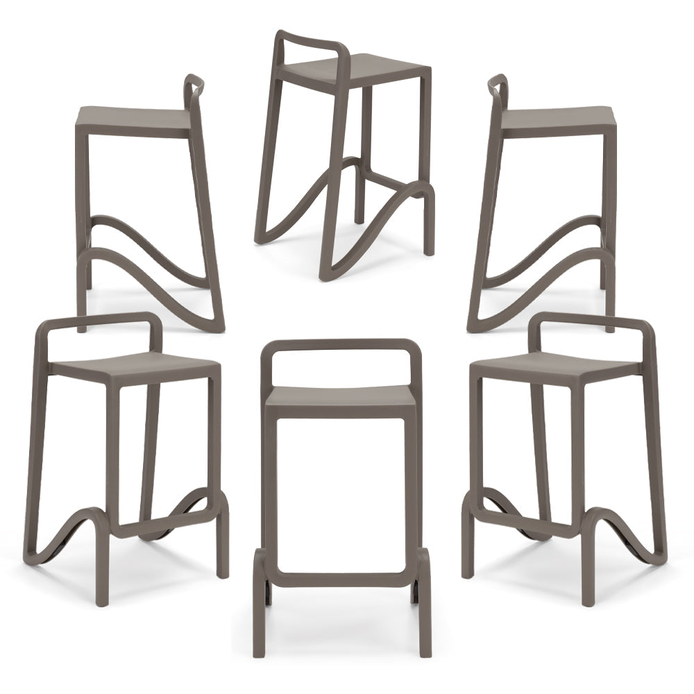 Set 6 sgabelli in polipropilene EOLO altezza seduta 65cm, impilabile, idrorepellente, resistente ai raggi UV, design moderno e innovativo, ideale per la cucina, la veranda o giardino colore Bianco