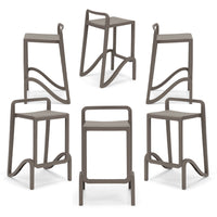 Set 6 sgabelli in polipropilene EOLO altezza seduta 65cm, impilabile, idrorepellente, resistente ai raggi UV, design moderno e innovativo, ideale per la cucina, la veranda o giardino colore Bianco