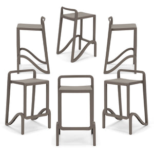 Set 6 sgabelli in polipropilene EOLO altezza seduta 65cm, impilabile, idrorepellente, resistente ai raggi UV, design moderno e innovativo, ideale per la cucina, la veranda o giardino colore Bianco