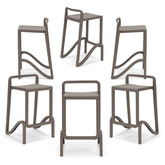 Set 6 sgabelli in polipropilene EOLO altezza seduta 65cm, impilabile, idrorepellente, resistente ai raggi UV, design moderno e innovativo, ideale per la cucina, la veranda o giardino colore Bianco